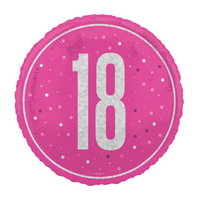 Unique Foil Balloon Pink Glitz Age 18 18"