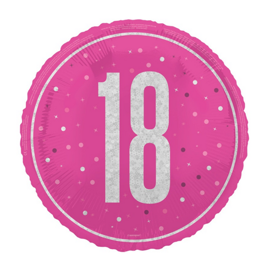 Unique Foil Balloon Pink Glitz Age 18 18"