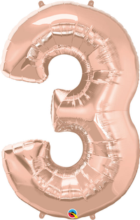 Qualatex Foil Balloon Rose Gold 34" Number 3