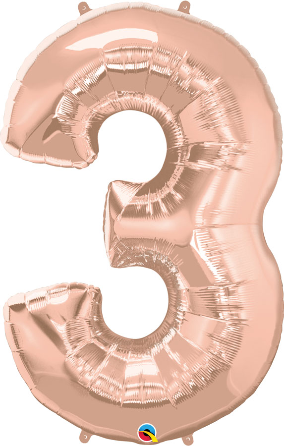 Qualatex Foil Balloon Rose Gold 34" Number 3
