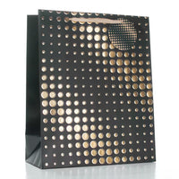 Large black gift bag with gold spots, set of 6 Tulip gift bags, festive and stylish for special occasions.