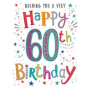 Set of six Regal brand birthday cards for celebrating age 60, featuring colorful and festive designs on the front.