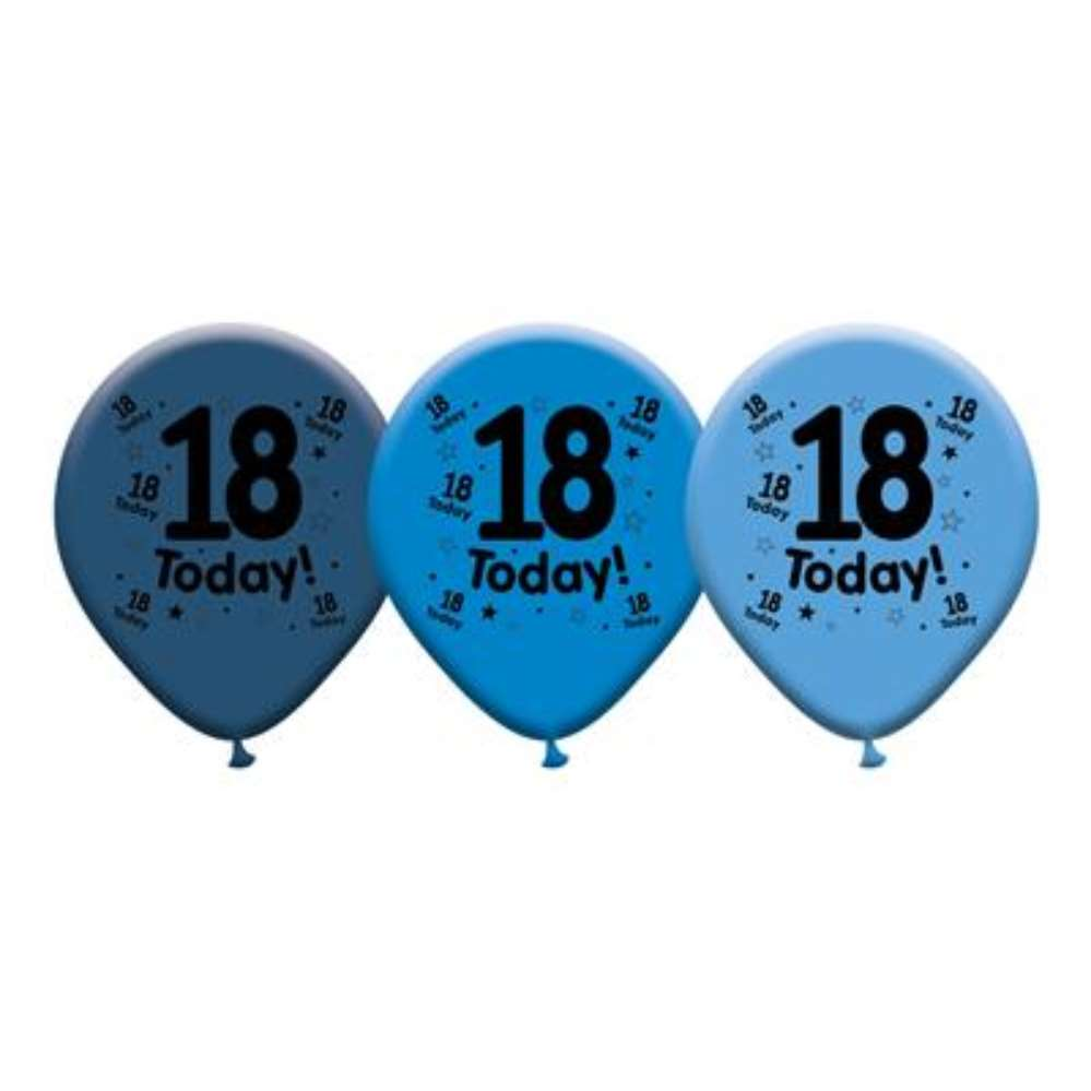 6 x 8pk Latex Balloons Birthday Age 18 Male