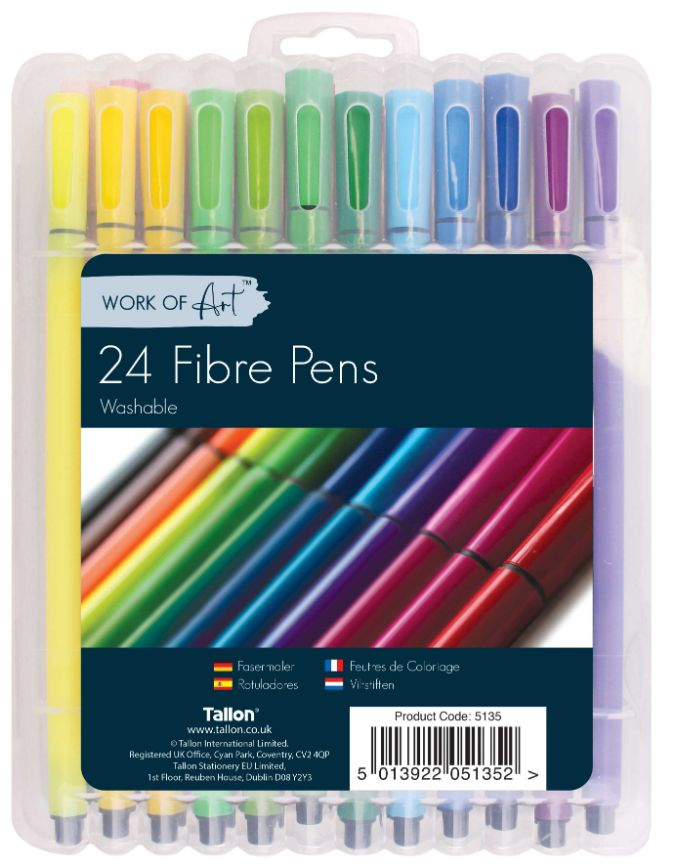 Washable Fibre Pens 24pk