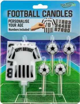 Oaktree Party Candle Football Black & White 8cm