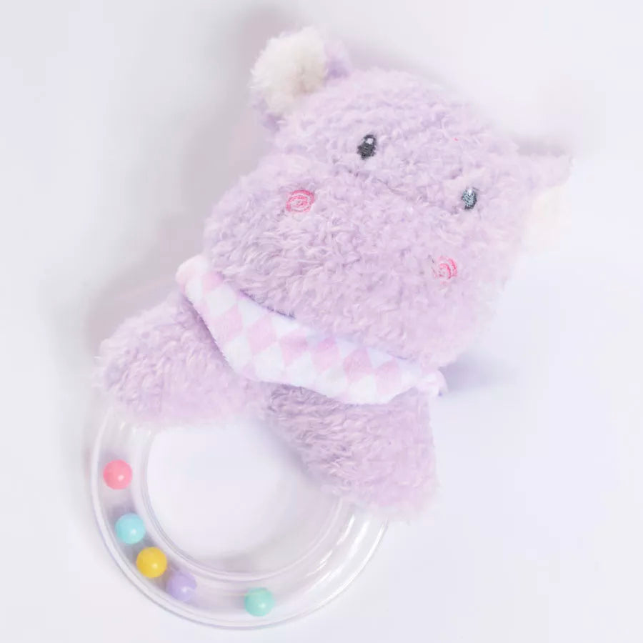 Tiger Feet soft toy hippo rattle, plush baby toy with a gentle rattle, perfect for infants and toddlers.