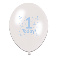 Age 1 Male Latex Balloons 6 x 8pk
