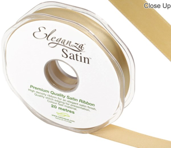 Eleganza Ribbon Double Faced Satin Gold 15mm x 20M