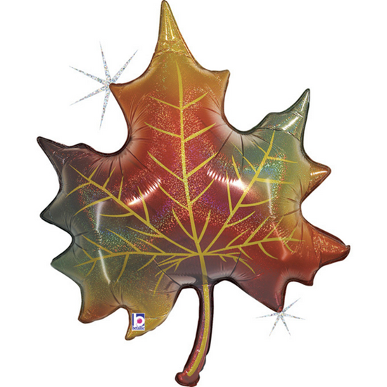 Glitter Holographic Autumn Leaf 35" Foil Balloon