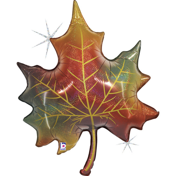Glitter Holographic Autumn Leaf 35" Foil Balloon