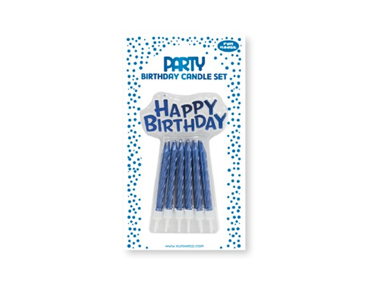 Eurowrap Party Candle Metallic Blue Birthday