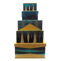 Gift Box Set Of 5 Green & Gold