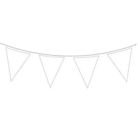 White Solid Colour Bunting 20 Flags 10m