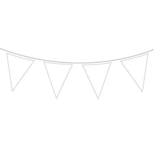 White Solid Colour Bunting 20 Flags 10m