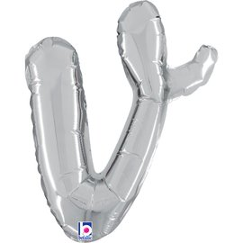 Grabo Foil Balloon Silver Script 14" Letter V