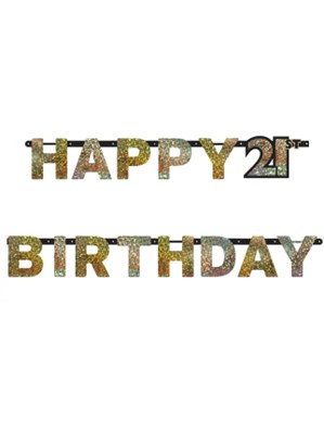 Amscan Letter Banner Age 21 Gold Celebration 2.13m