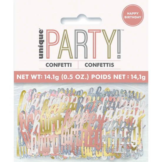 Rose Gold Glitz Happy Birthday Foil Confetti 14g
