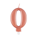Unique Party Candle Number 0 Metallic Rose Gold