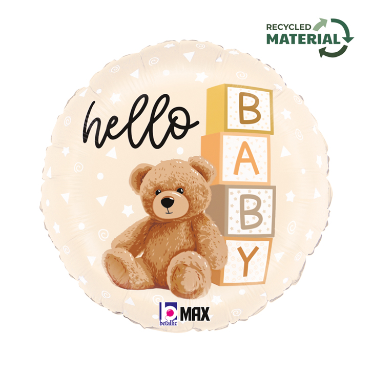 Grabo Foil Balloon Brown Hello Baby Bear 18