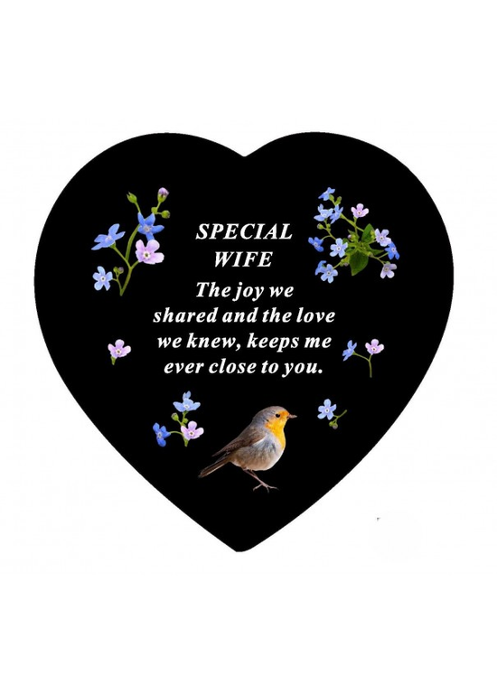 David Fischoff Memorial Slate Heart Wife 20x20cm