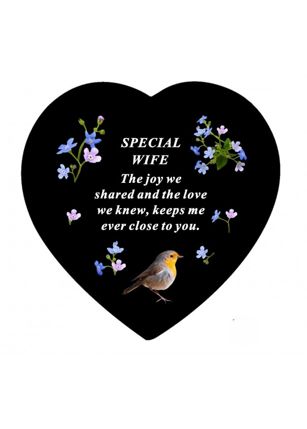 David Fischoff Memorial Slate Heart Wife 20x20cm