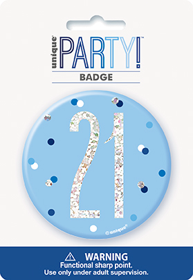 Unique Badge Blue Glitz Age 21 3