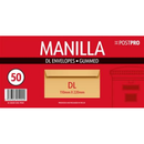 Post Pro Gummed Envelopes Manilla 110x220mm 50pk