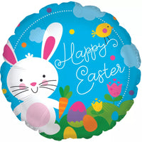 TRI Foil Balloon Easter Bunny Patch 17-inch foil balloon with colorful Easter bunny design for celebrations and parties.