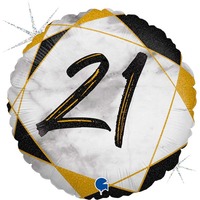 21st Birthday Black & Gold Marble 18" Foil Balloon