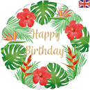 White Tropical Birthday 18" Round Foil Balloon