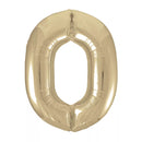 Unique Foil Balloon White Gold 34" Number 0
