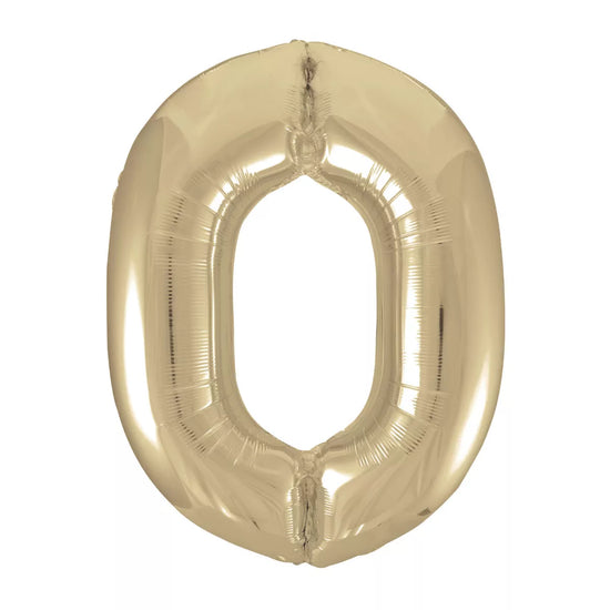 Unique Foil Balloon White Gold 34" Number 0