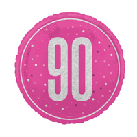 Unique Foil Balloon Pink Glitz Age 90 18"