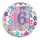 Simon Elvin Age 16 Floral 18" Foil Balloon