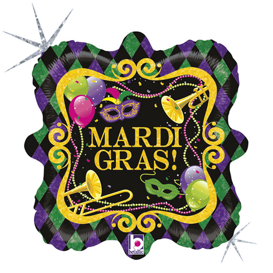 Mardi Gras Party 18" Holographic Foil Balloon