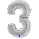 Grabo Foil Balloon Silver 64" Number 3