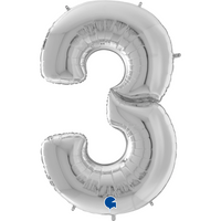 Grabo Foil Balloon Silver 64" Number 3