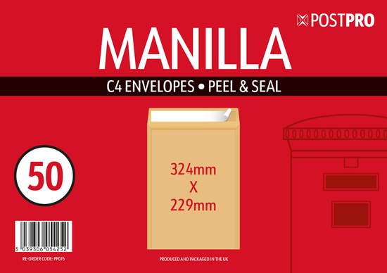 50pk Redfield Envelopes C4 229x324mm Manilla