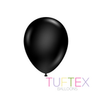 Tuftex Standard Black 11-inch latex balloons for decoration, shown in a 100-pack, perfect for party decor and celebrations.