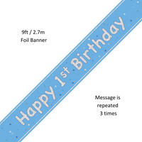 Unique Banner Blue Glitz Age 1 9ft