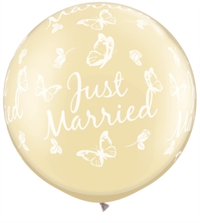 Qualatex Just Married Ivory 30" Latex Balloons 2pk