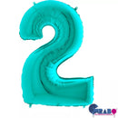 Grabo Tiffany 40-inch foil balloon in number 2 design, shiny metallic finish, perfect for celebration decorations