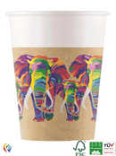Wildlife Rainbow Elephant 200ml Paper Cups 8pk