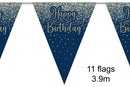 Oaktree Bunting Happy Birthday Gold & Navy 3.9M