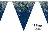 Oaktree Bunting Happy Birthday Gold & Navy 3.9M