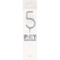 Unique Party Candle Sparkler Number 5 Silver 7