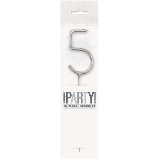 Unique Party Candle Sparkler Number 5 Silver 7