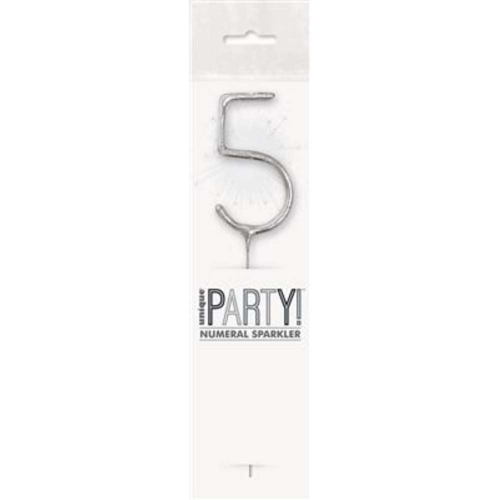 Unique Party Candle Sparkler Number 5 Silver 7