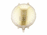 PartyDeco 14-inch foil balloon with "You Are The Best" printed design, featuring shiny metallic surface and colorful accents.
