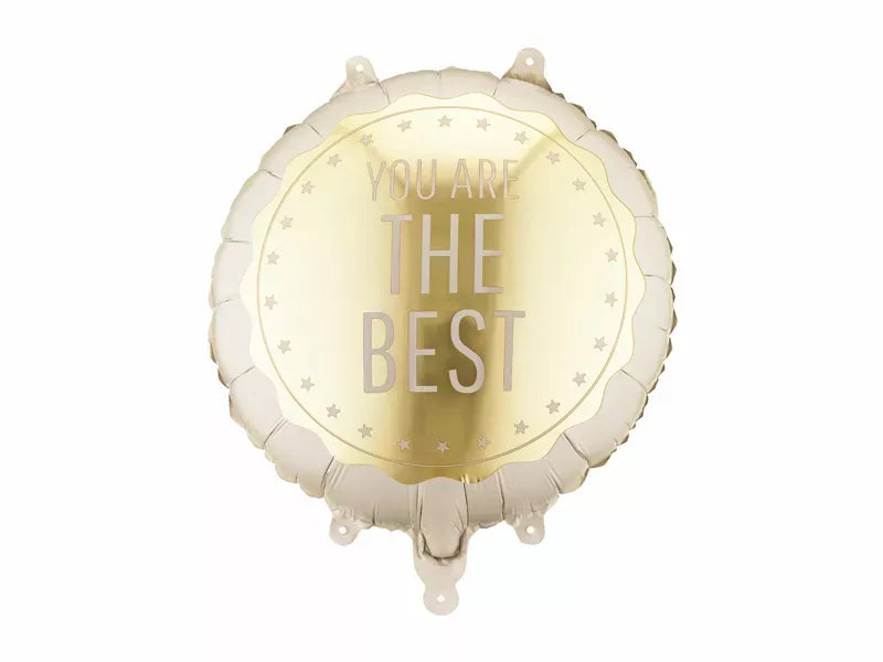 PartyDeco 14-inch foil balloon with "You Are The Best" printed design, featuring shiny metallic surface and colorful accents.